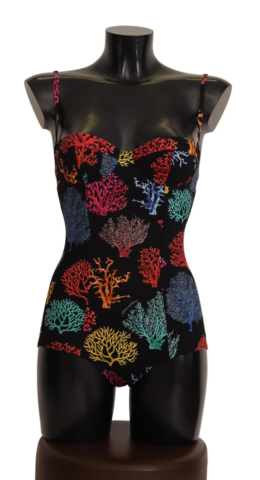 Elegant Sea Coral Print One-Piece Swimsuit