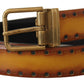 Elegant Leather Belt with Brass Tone Buckle