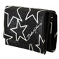 Starry Black Leather French Flap Wallet