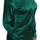 Elegant Silk Collared Blouse in Lush Green