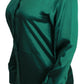 Elegant Silk Collared Blouse in Lush Green