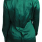 Elegant Silk Collared Blouse in Lush Green