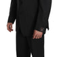 Elegant Black Striped Wool Suit