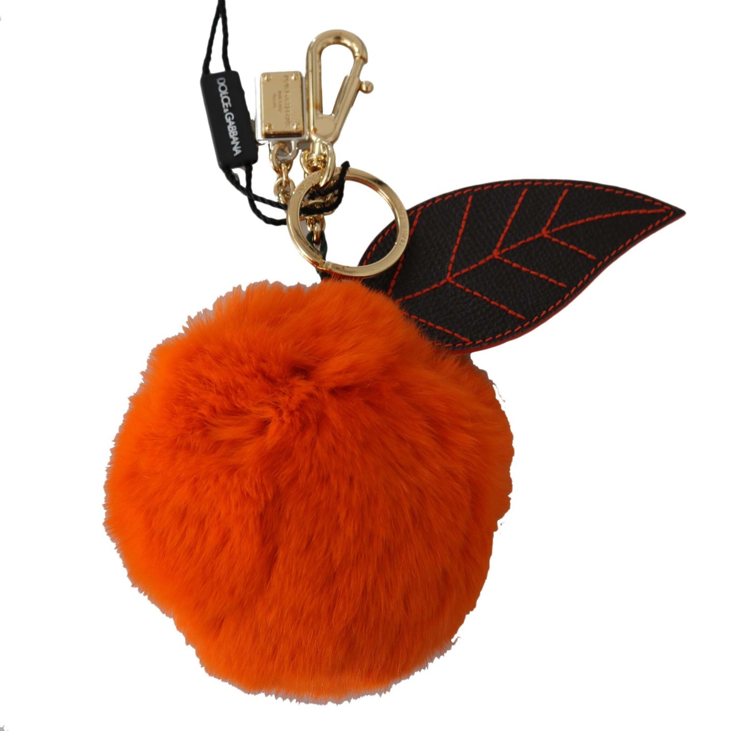 Chic Gold-Tone Fur Ball Keychain