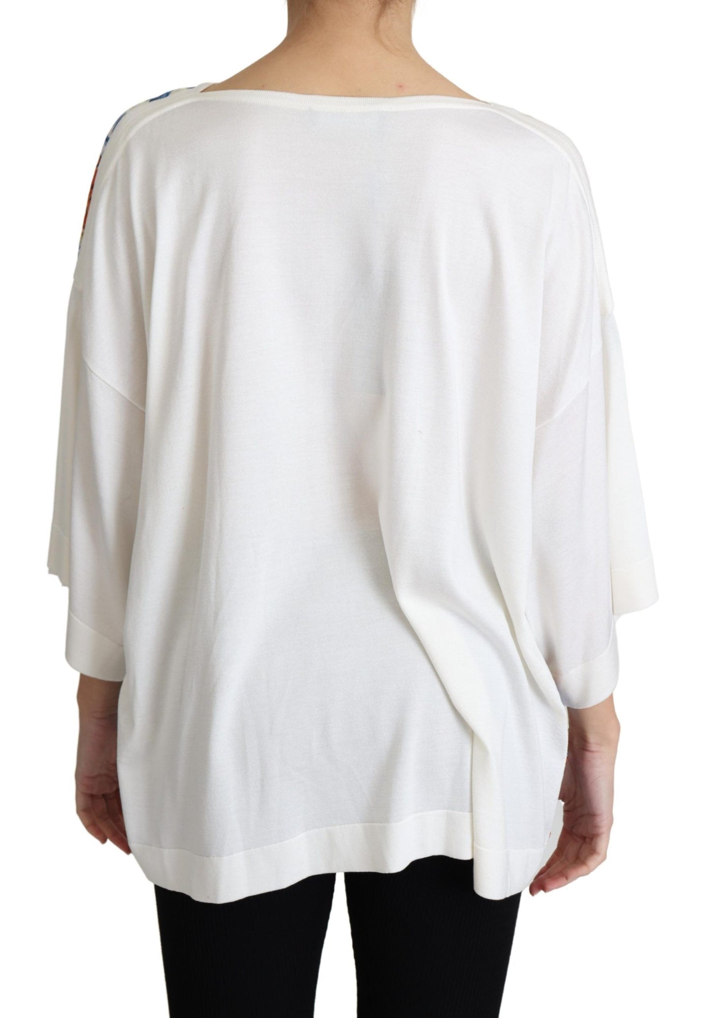 Elegant Off-White Silk Majolica Top