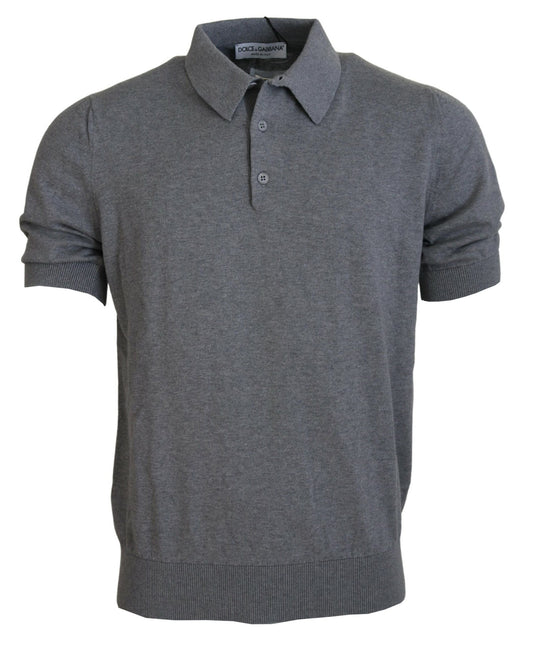 Elegant Gray Cotton Polo Tee