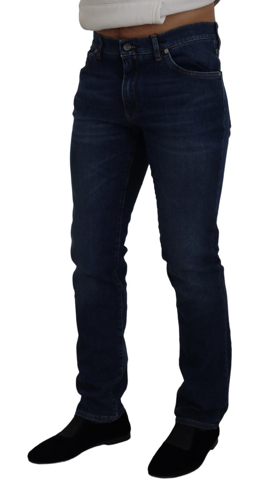 Elegant Blue Denim Pants - Slim Italian Luxury