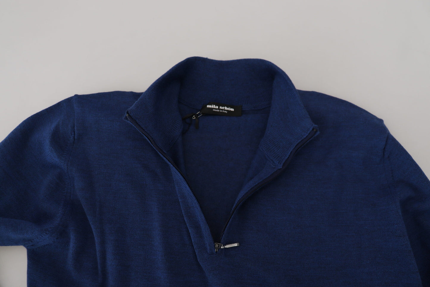 Elegant Dark Blue Wool Casual Shirt