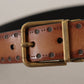 Elegant Brown Leather Belt with Brass Buckle