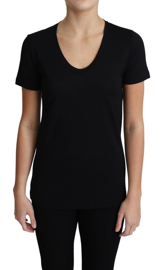 Elegant Wool Black Round Neck T-Shirt