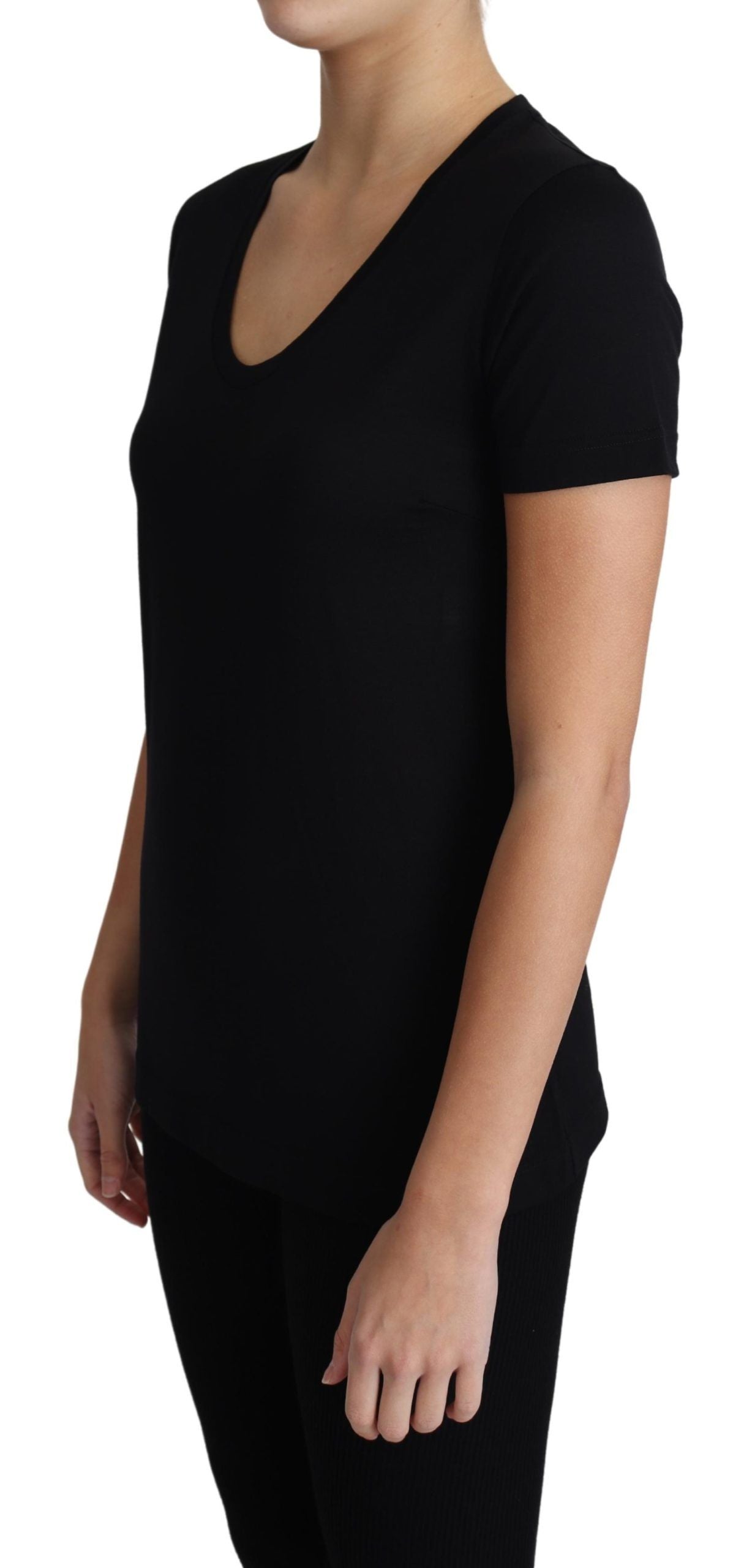 Elegant Wool Black Round Neck T-Shirt