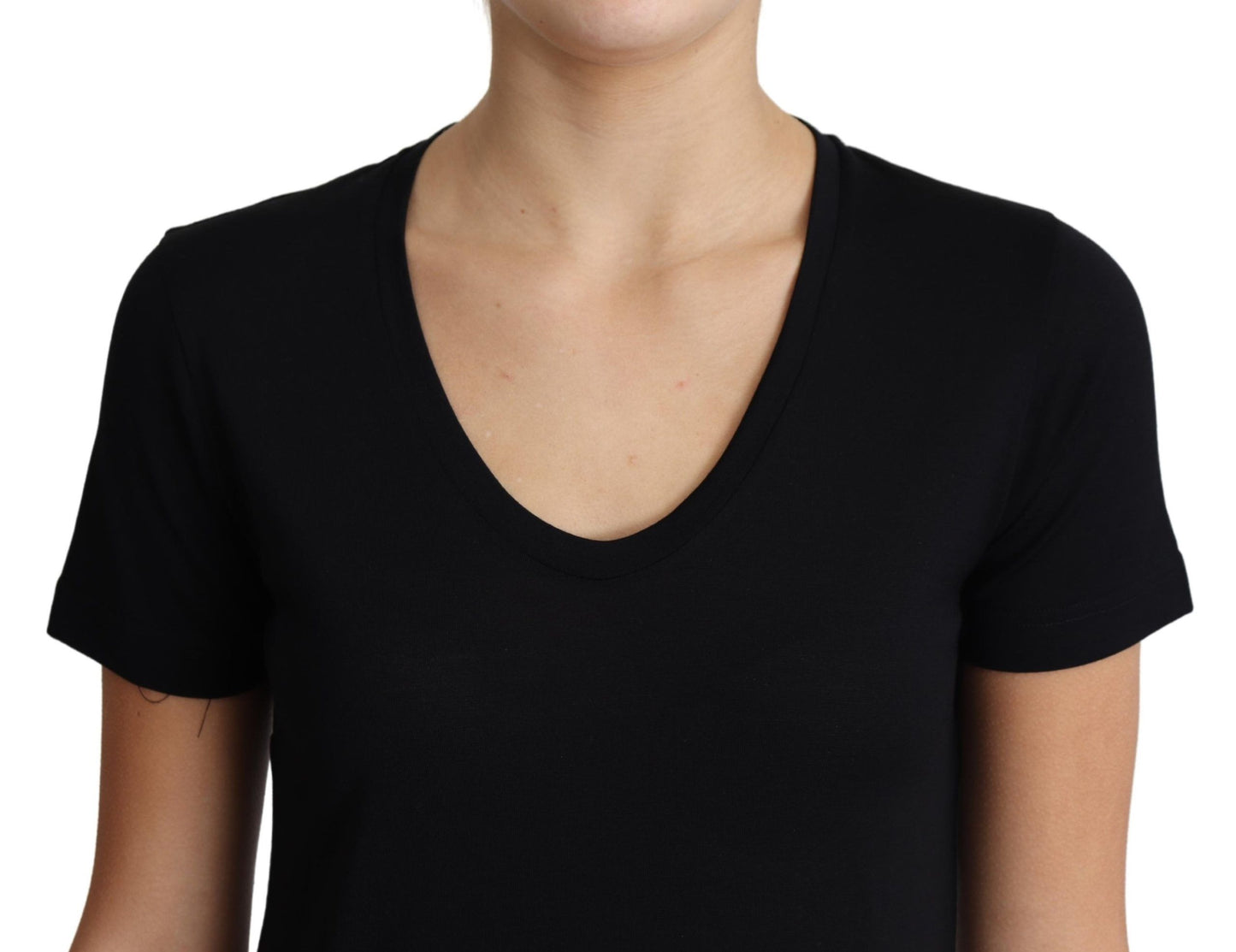 Elegant Wool Black Round Neck T-Shirt