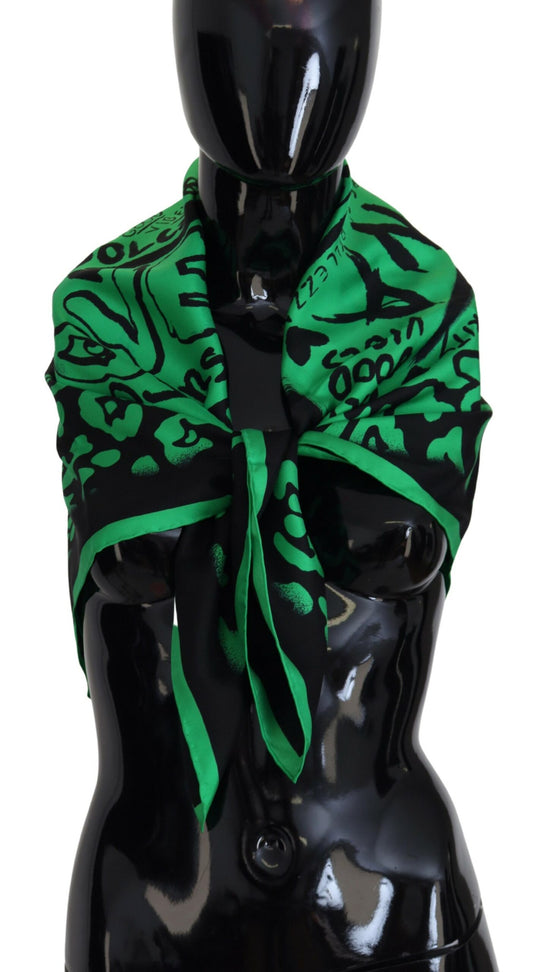 Elegant Silk Square Scarf in Lush Green