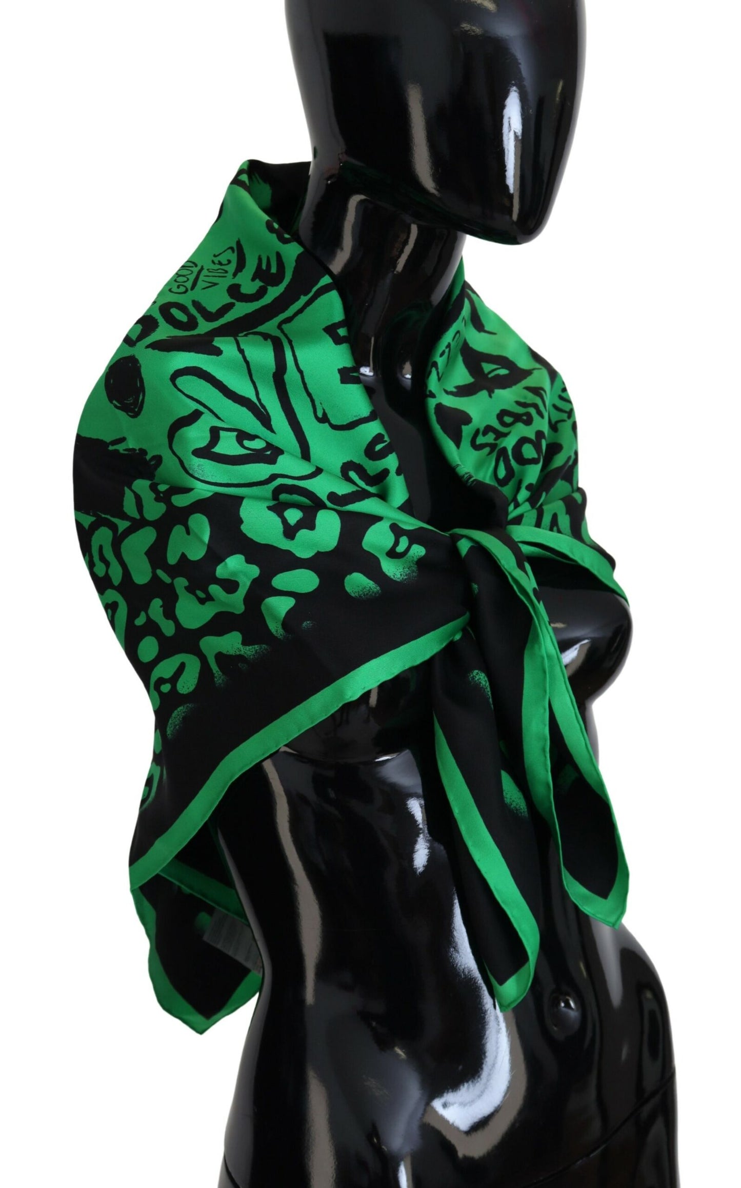 Elegant Silk Square Scarf in Lush Green