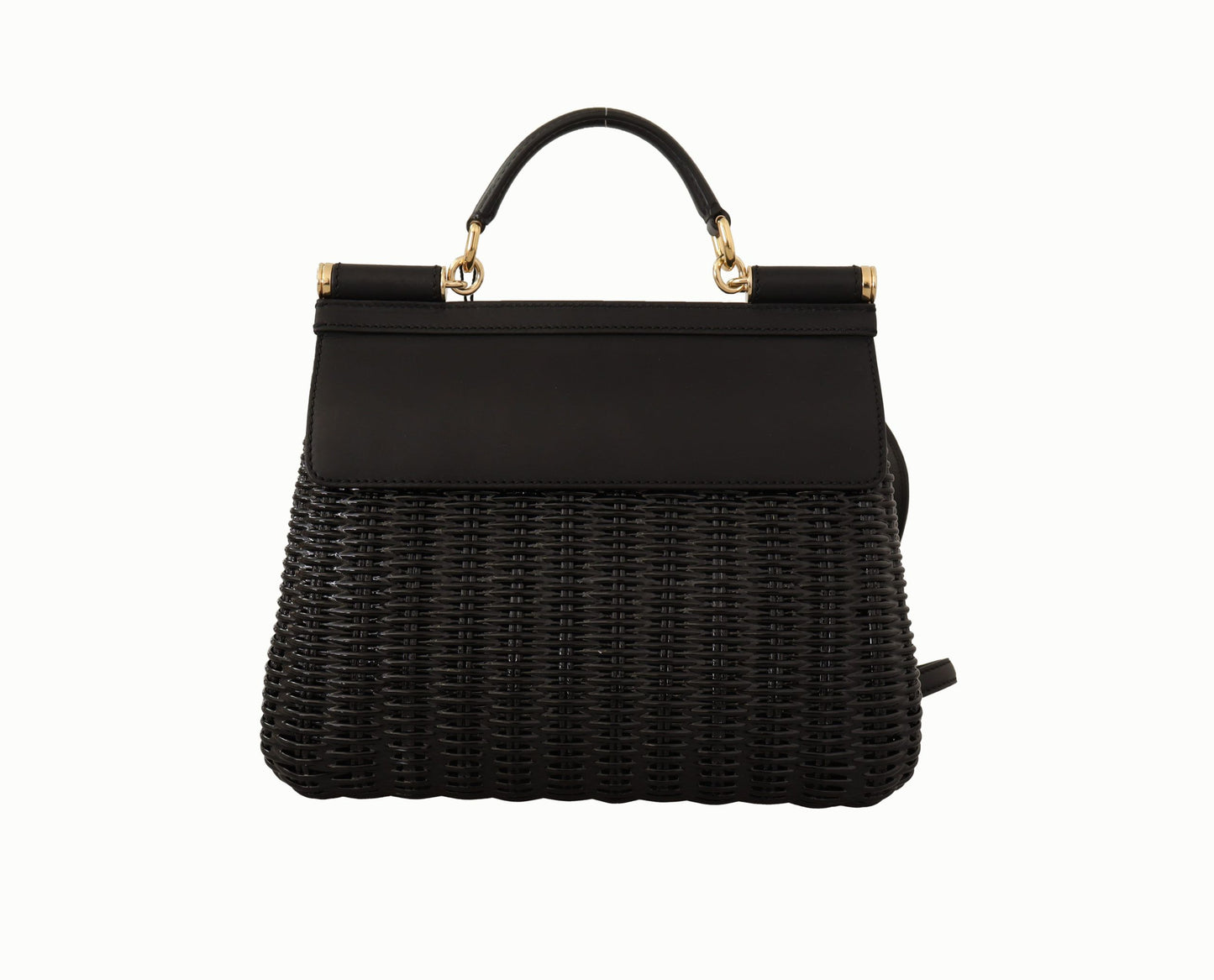 Elegant Black Weaved Medium Sicily Bag