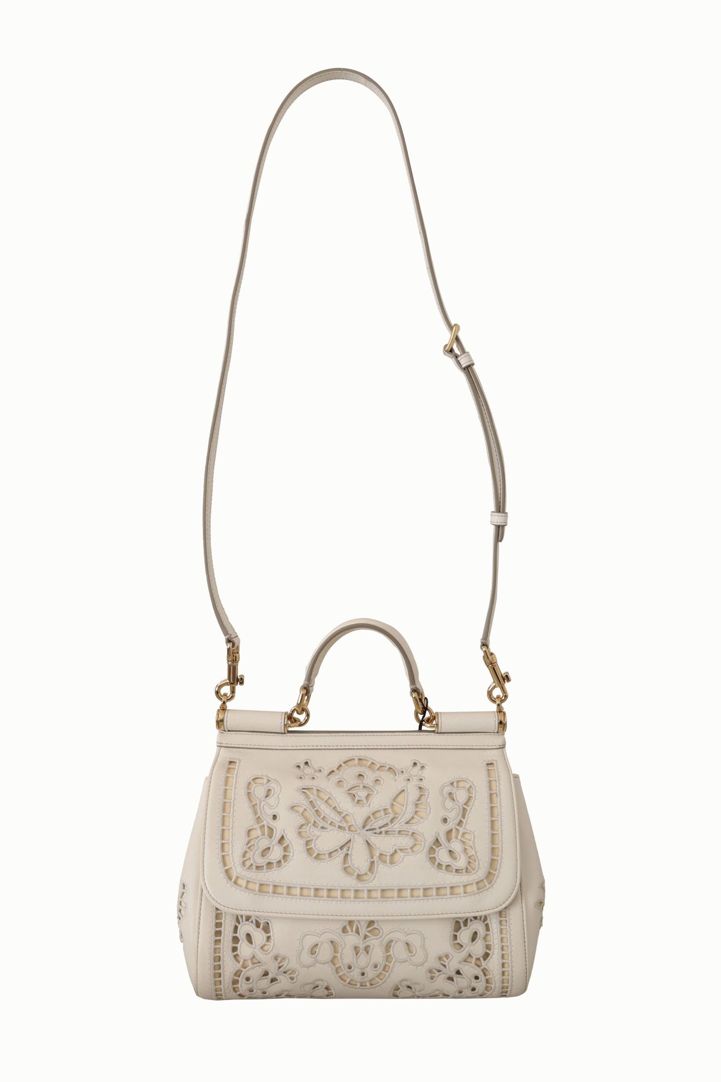 Elegant White Sicily Leather Shoulder Bag