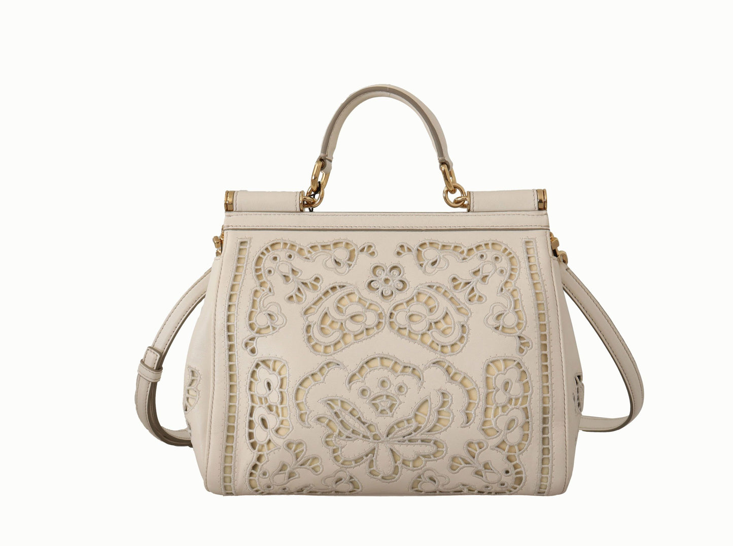 Elegant White Sicily Leather Shoulder Bag