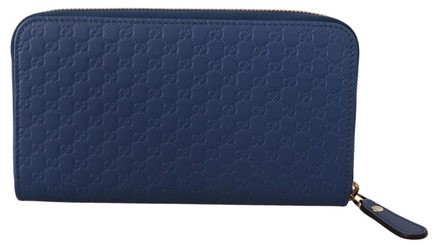 Chic Zip-Around Leather Wallet in Blue