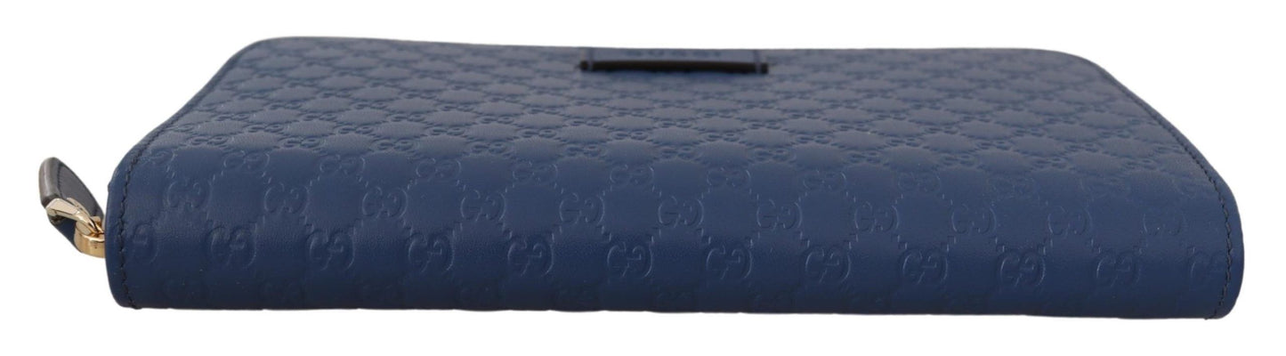 Chic Zip-Around Leather Wallet in Blue