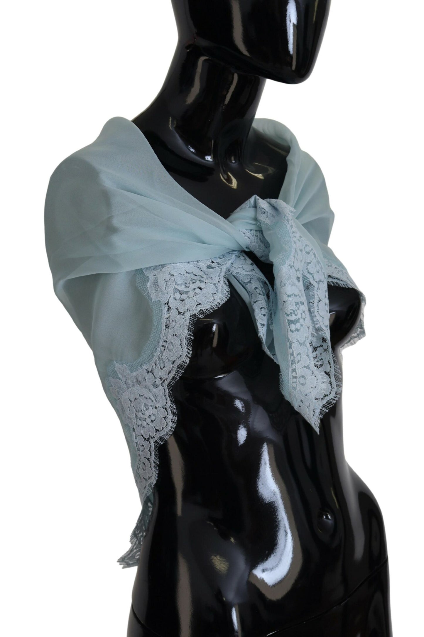 Light Blue Lace Silk Shawl Square Wrap Scarf