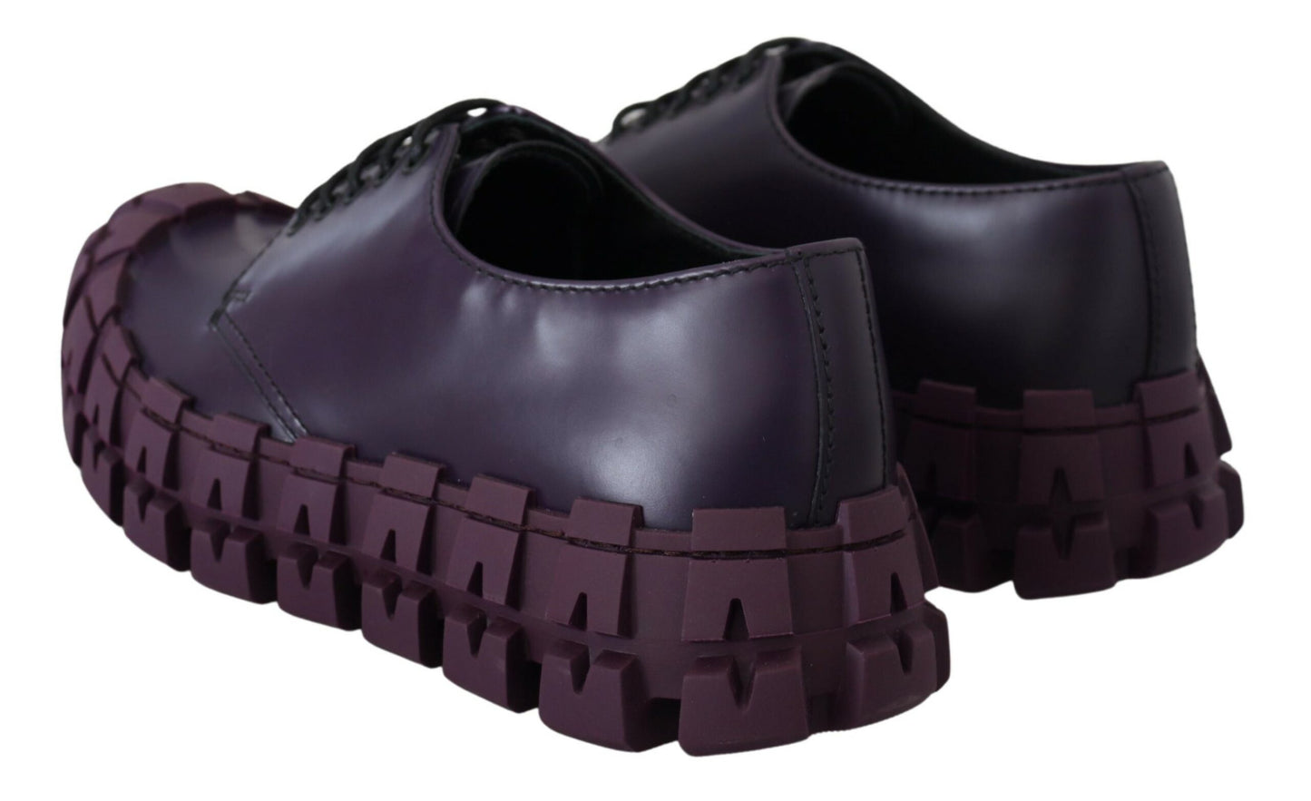 Purple Leather Tractor Lace Up Sneakers Shoes