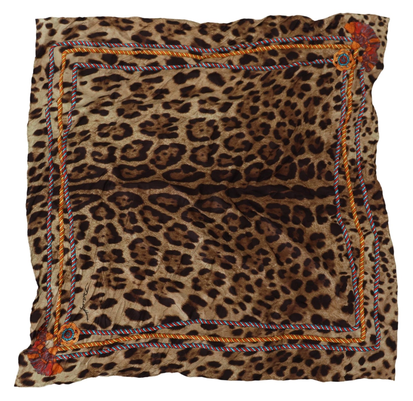 Elegant Leopard Silk Square Scarf