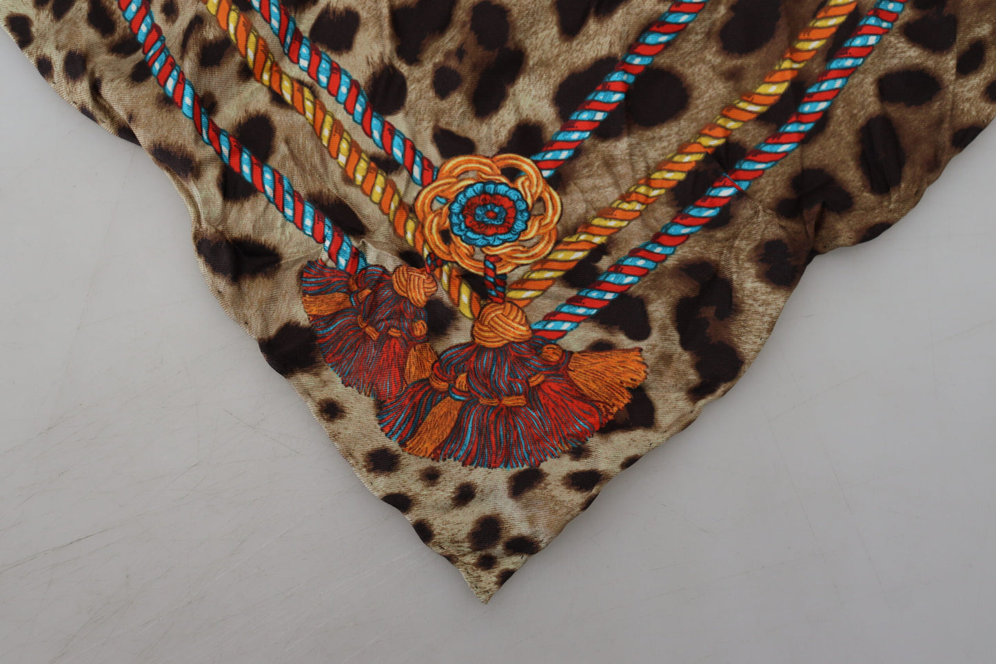 Elegant Leopard Silk Square Scarf