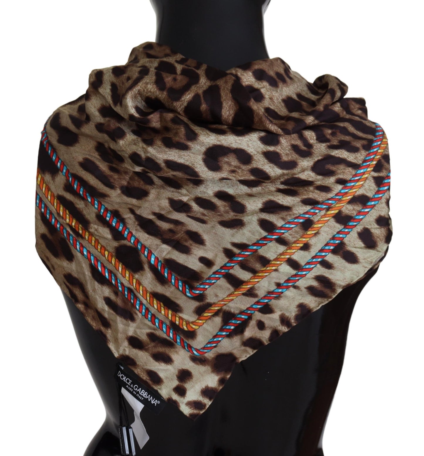 Elegant Leopard Silk Square Scarf