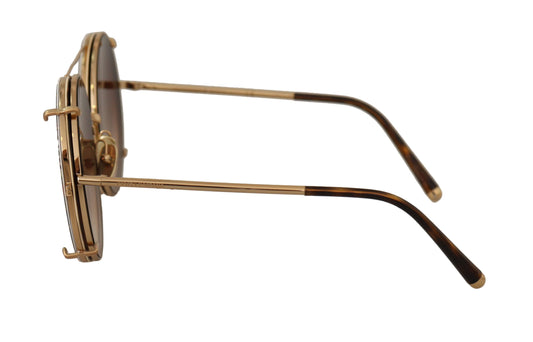 Elegant Gold-Tinted Clip-On Sunglasses