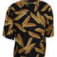 Black Linen Shirt with Penne Rigate Print