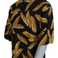 Black Linen Shirt with Penne Rigate Print