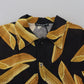 Black Linen Shirt with Penne Rigate Print