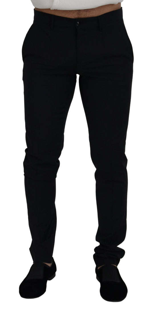 Sleek Black Wool Blend Trousers