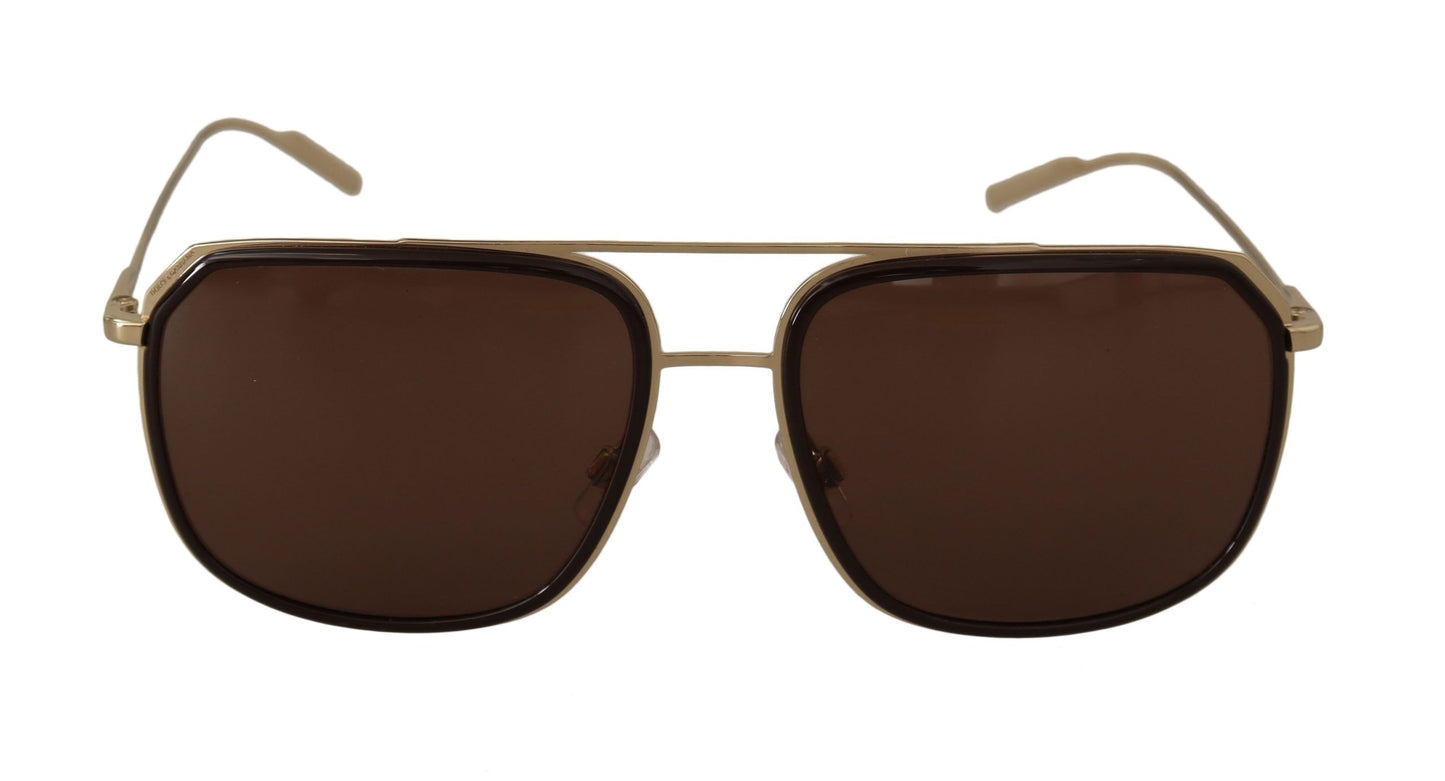 Elegant Gold Frame Brown Lens Sunglasses