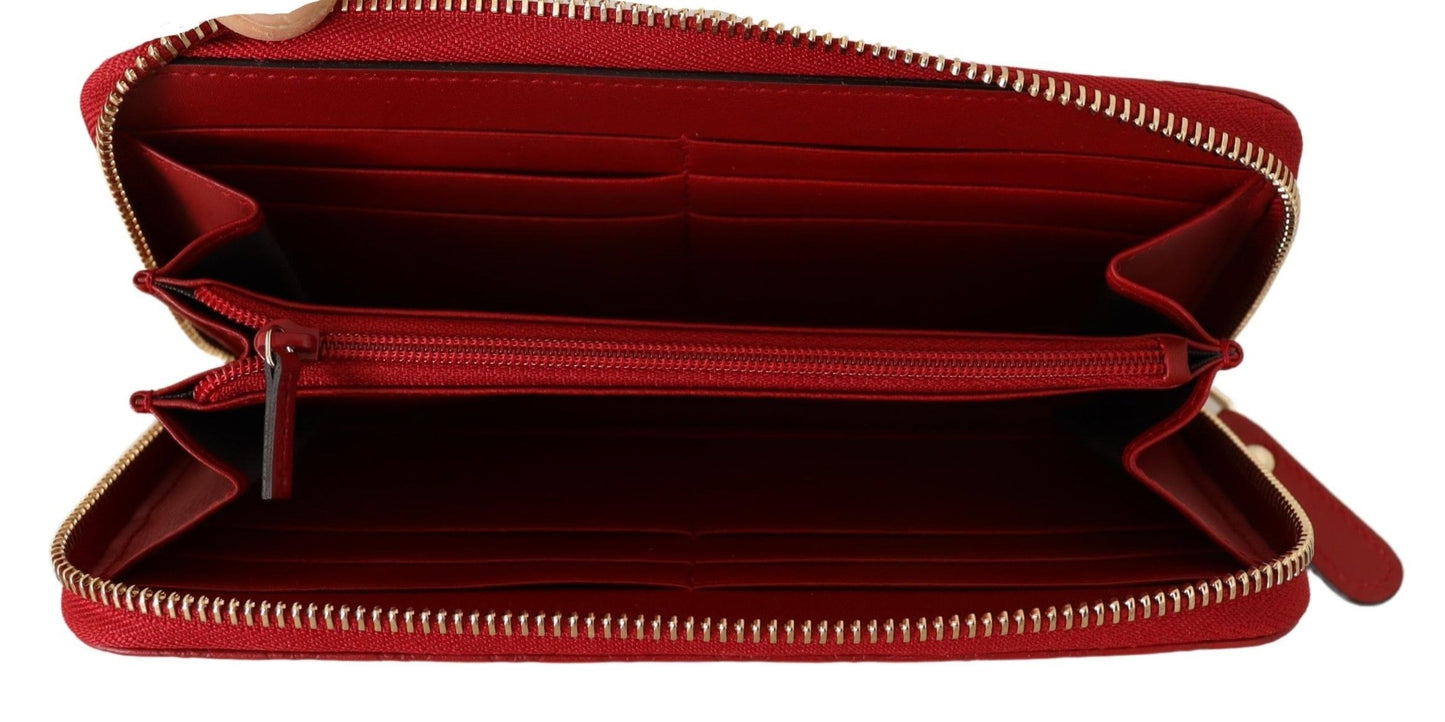 Elegant Leather Zip Wallet in Ravishing Red