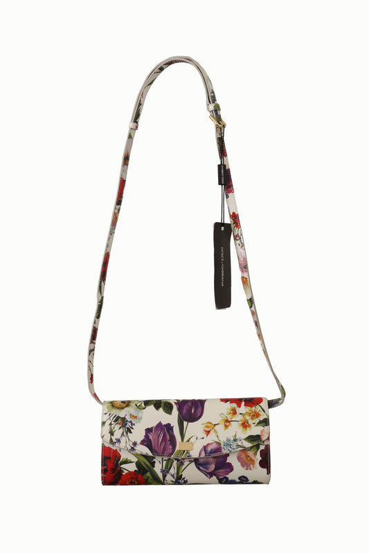 Elegant Floral Leather Crossbody Clutch