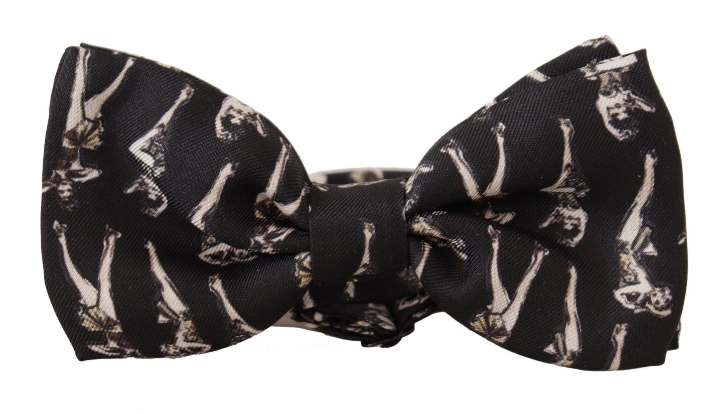 Elegant Black and White Silk Bow Tie