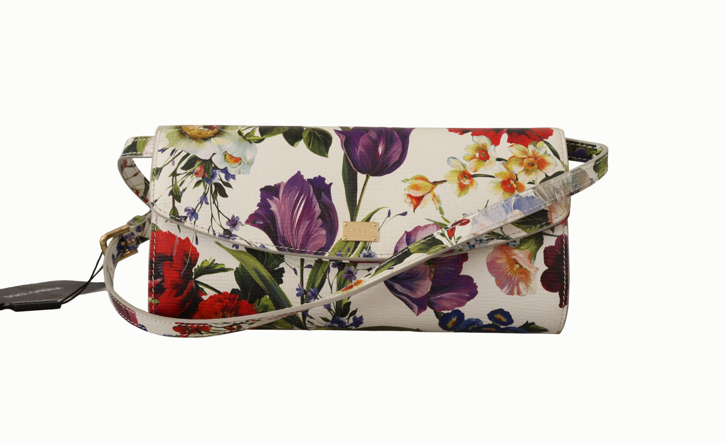 Elegant Floral Leather Crossbody Clutch