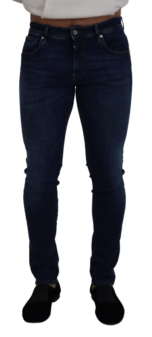 Elegant Blue Washed Denim Pants