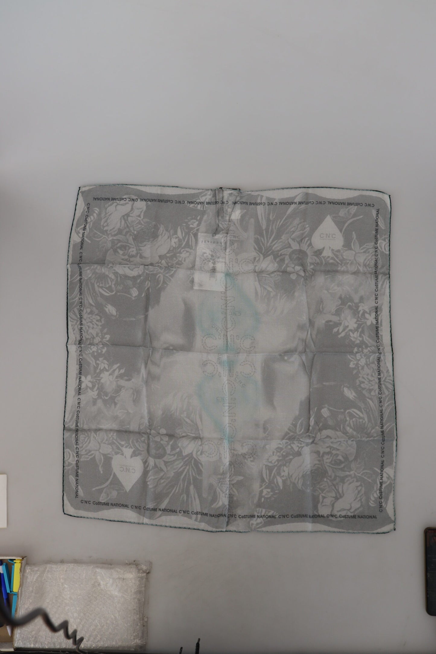 Gray Print Shawl Foulard Branded Scarf