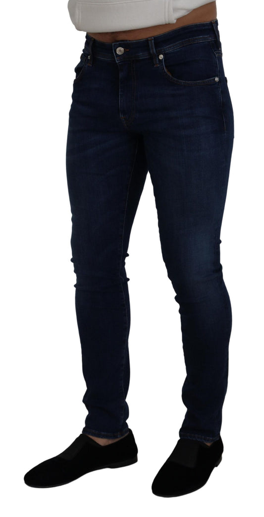 Elegant Blue Washed Denim Pants