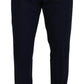 Blue Cotton Slim Trousers Chinos Pants