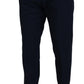 Blue Cotton Slim Trousers Chinos Pants