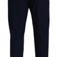 Blue Cotton Slim Trousers Chinos Pants