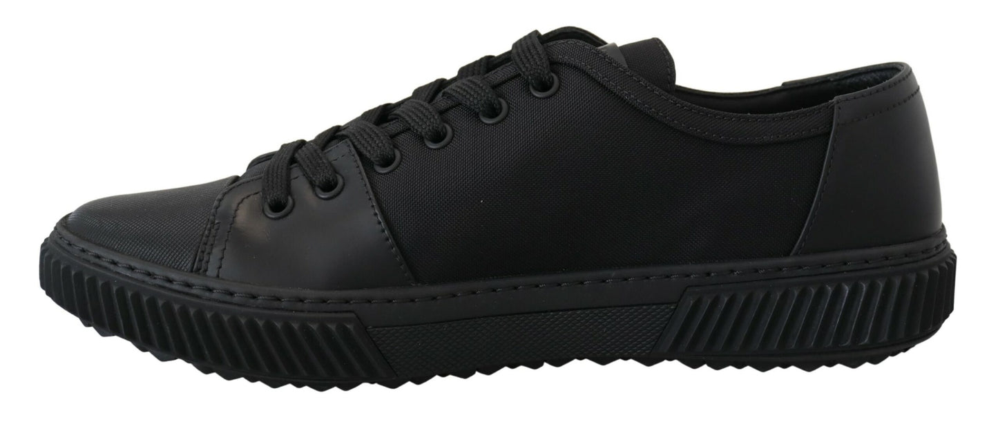 Elegant Black Nylon Low-top Sneakers