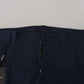 Blue Cotton Slim Trousers Chinos Pants