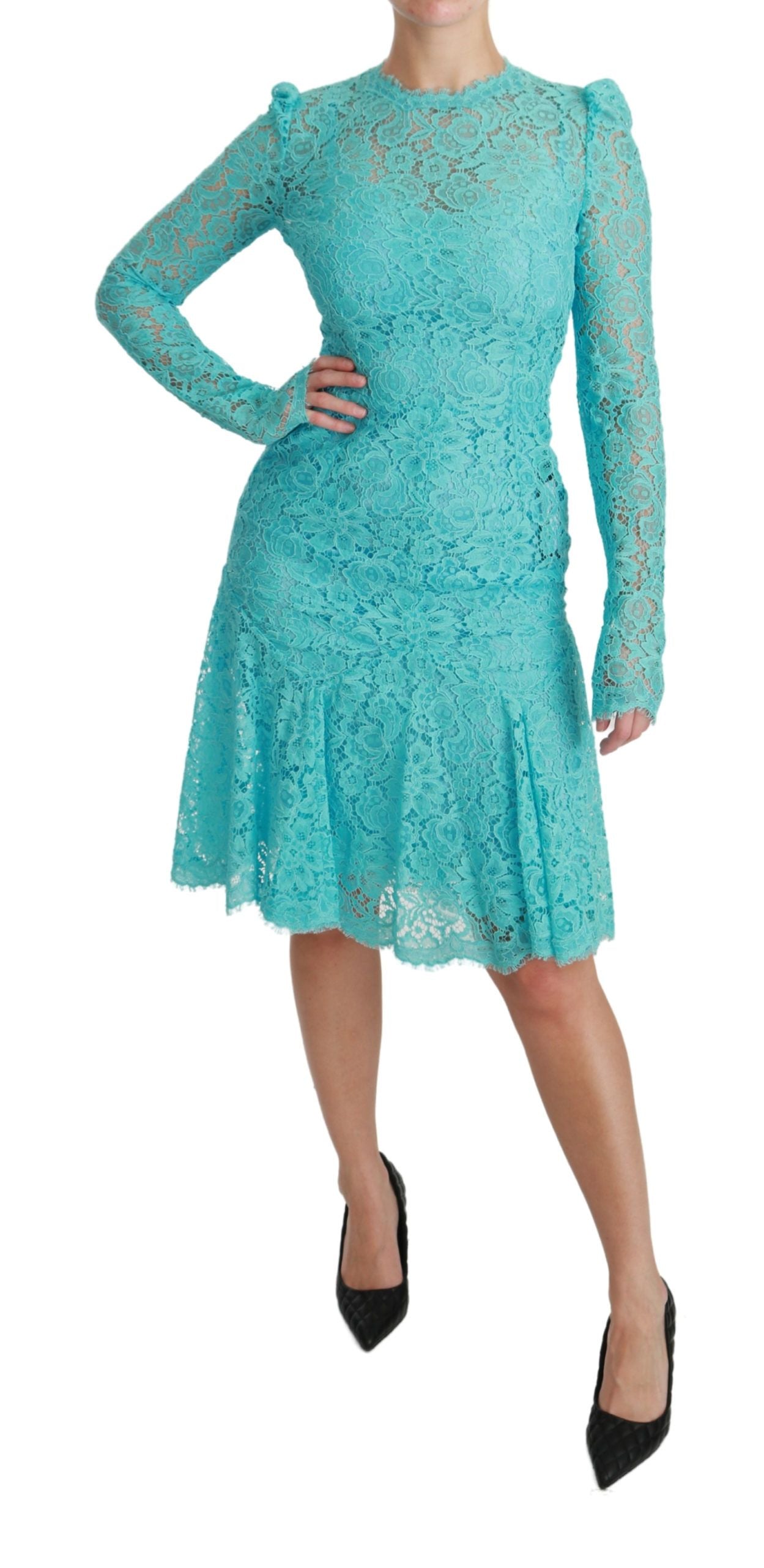 Elegant Light Blue Lace Sheath Dress