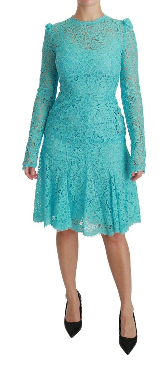 Elegant Light Blue Lace Sheath Dress