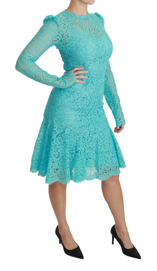 Elegant Light Blue Lace Sheath Dress