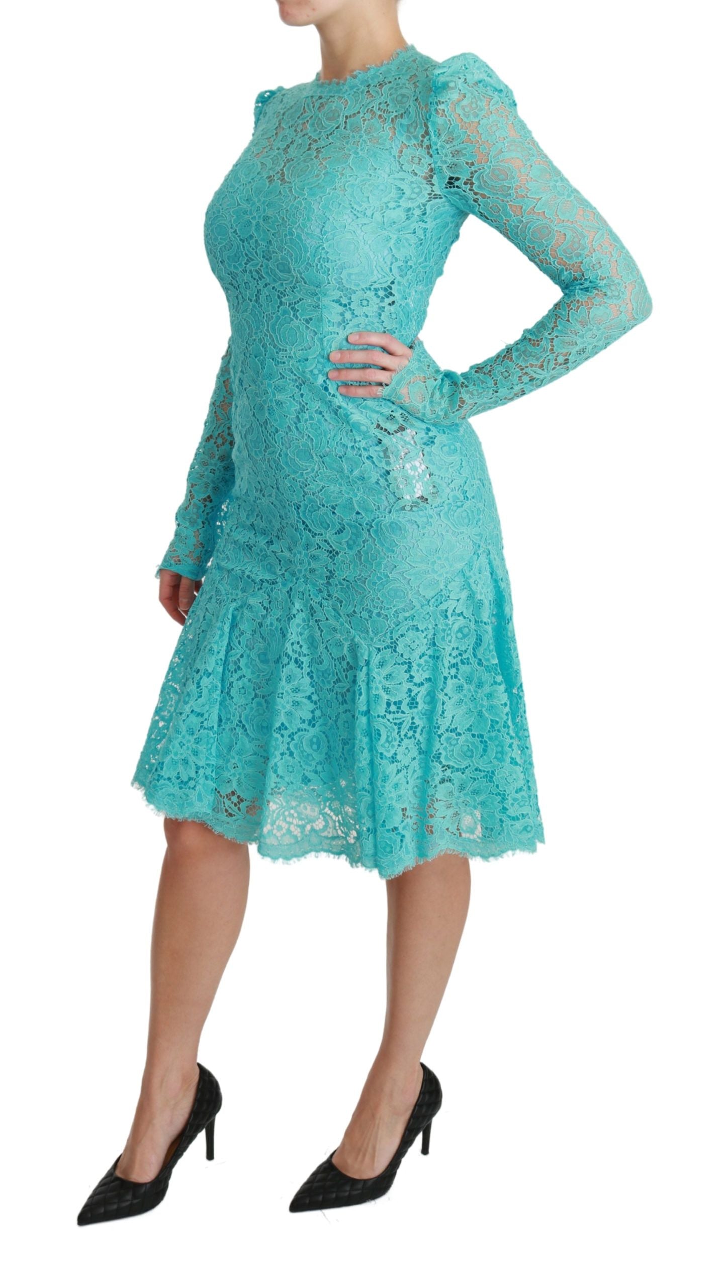 Elegant Light Blue Lace Sheath Dress